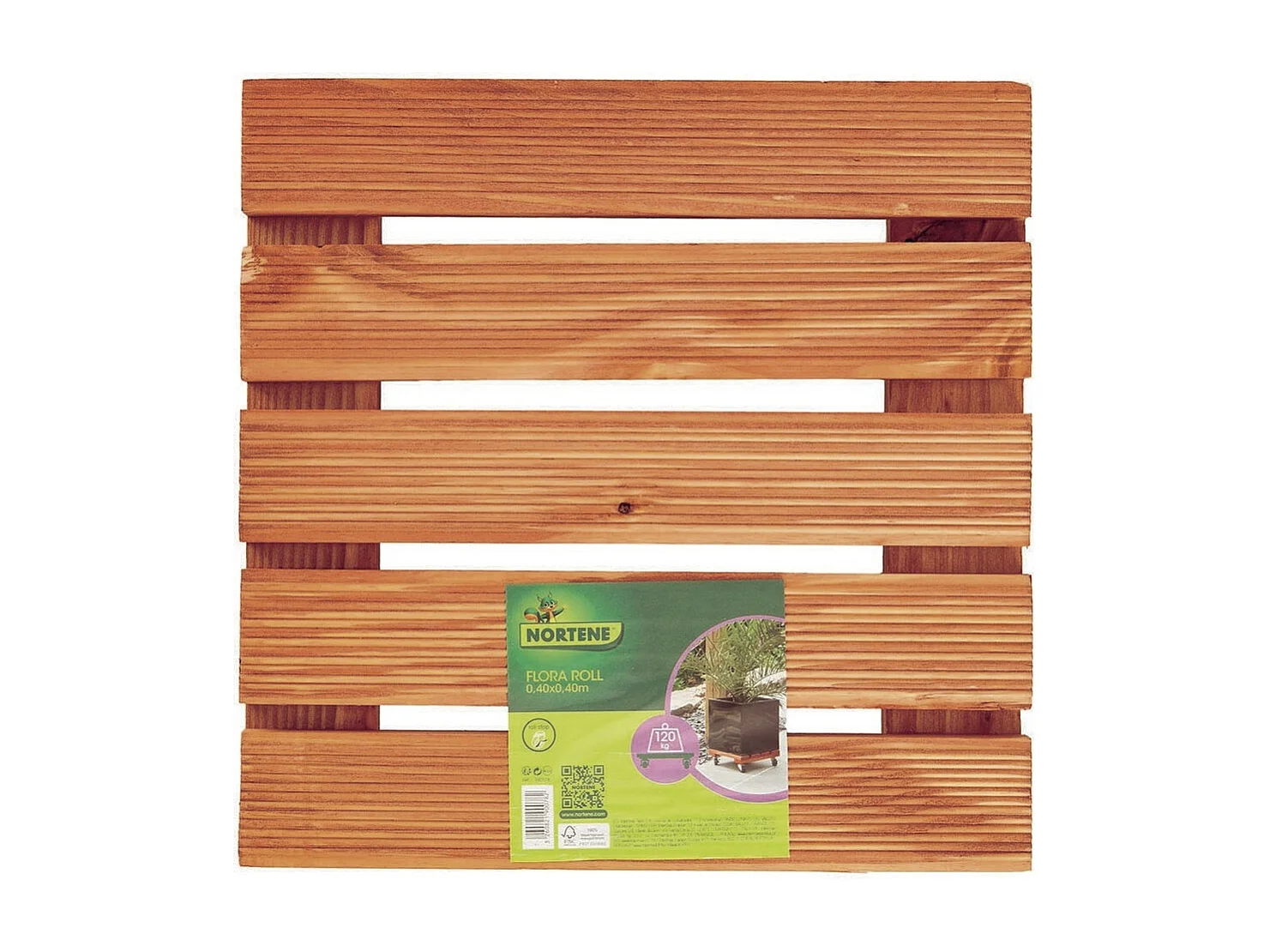 SOPORTE CON RUEDAS MADERA FLORA ROLL NORTENE 40X40 CM