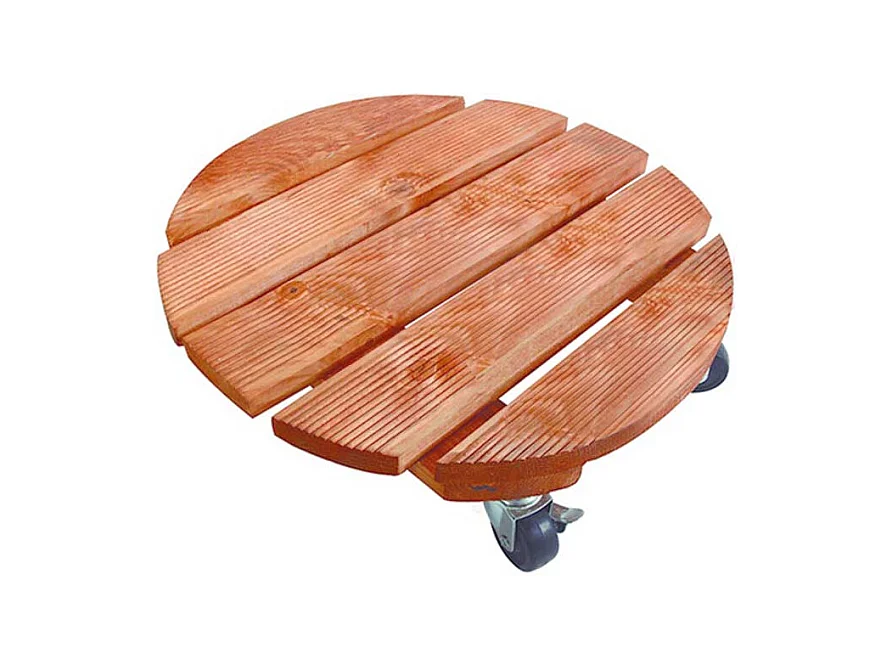 Support à roulettes bois FSC lasuré FLORA ROLL LASURE - Ø 30 cm