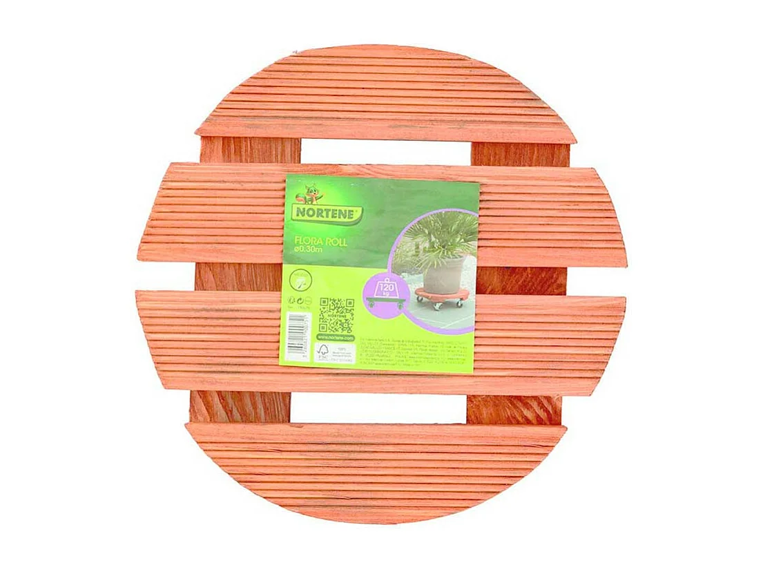 Support à roulettes bois FSC lasuré FLORA ROLL LASURE - Ø 30 cm