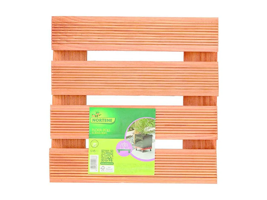 SOPORTE CON RUEDAS MADERA FLORA ROLL NORTENE 30X30 CM