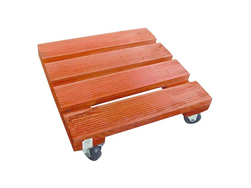 Support à roulettes bois FSC lasuré FLORA ROLL LASURE - Carré 30 x 30 cm