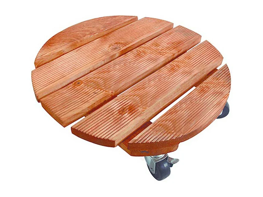 Support à roulettes bois FSC lasuré FLORA ROLL LASURE - Ø 40 cm