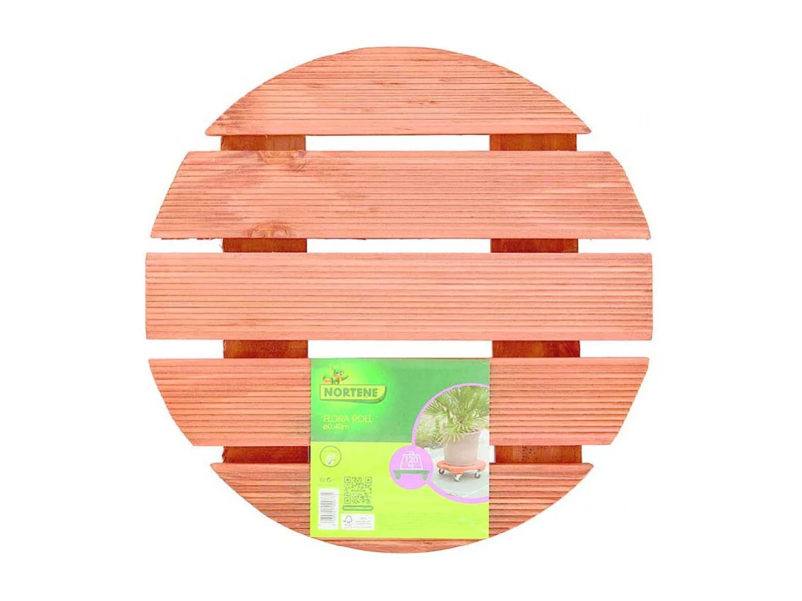 Support à roulettes bois FSC lasuré FLORA ROLL LASURE - Ø 40 cm