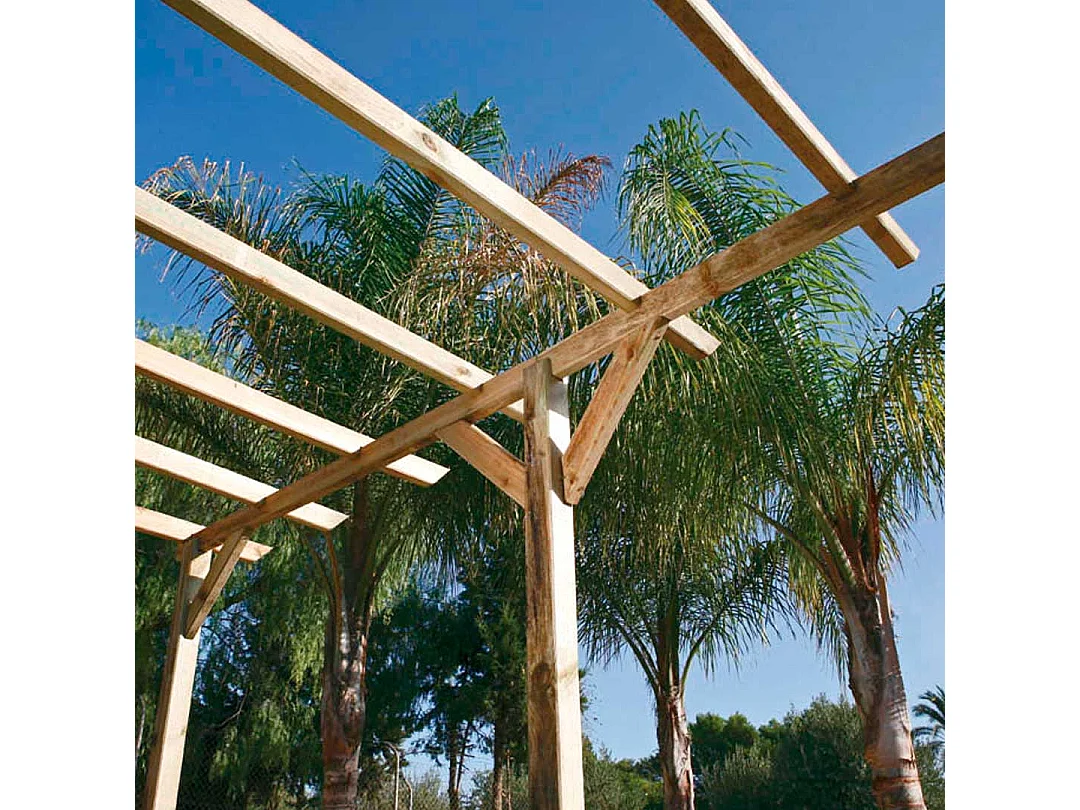 Kit pérgola madera 4x3.6x2.4 m + postes 9x9 nortene 4X3.60 M