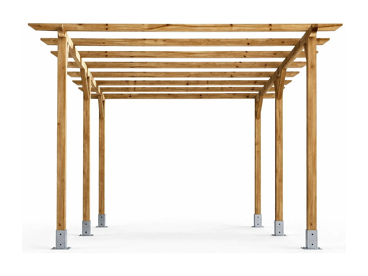 Kit pérgola madera 4x3.6x2.4 m + postes 9x9 nortene 4X3.60 M