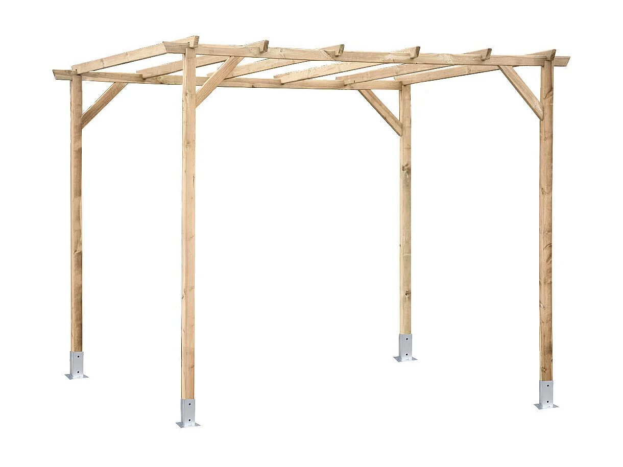 KIT PÉRGOLA MADERA 3X2.5X2.4 M + POSTES 7X7