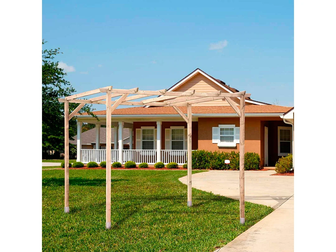 Kit pérgola madera 3x2.5x2.4 m + postes 7x7 3X2.50 M