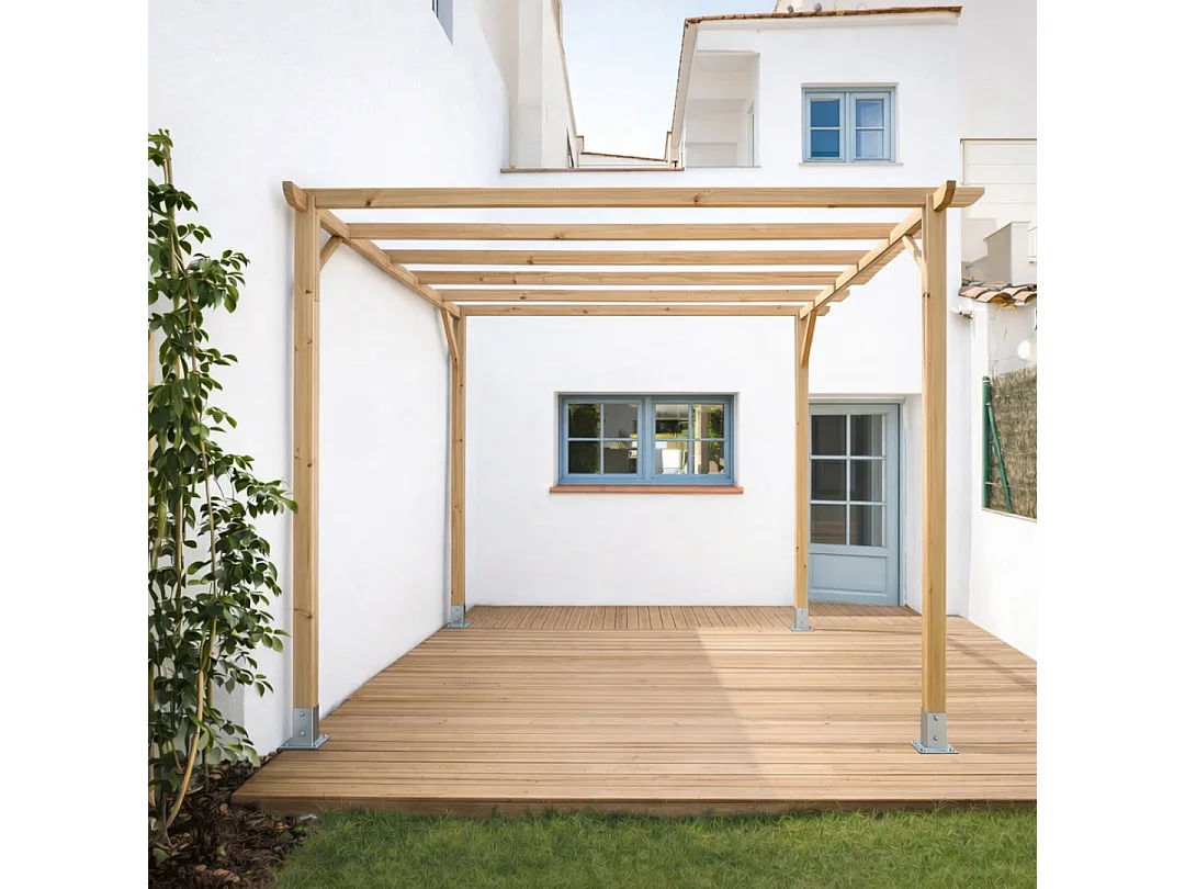 Kit pérgola madera 3x2.5x2.4 m + postes 7x7 3X2.50 M
