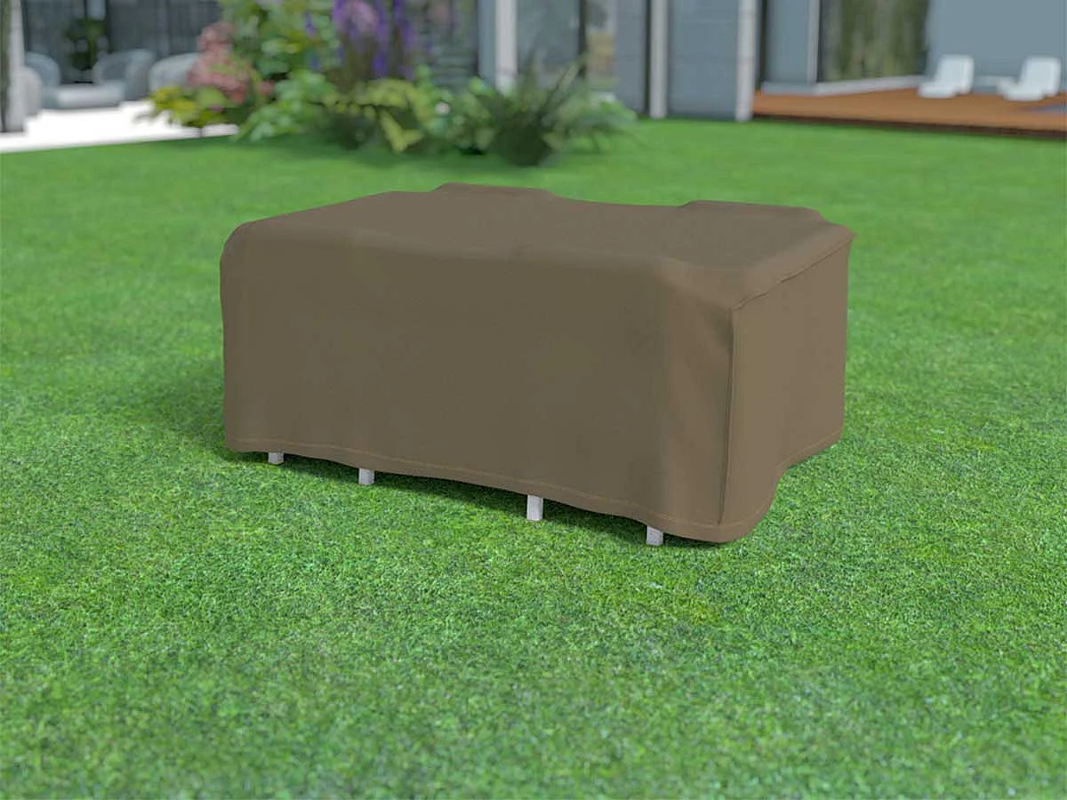 Housse de protection pour table rectangulaire + 4 chaises COVERTOP - Taupe - 225 x 145 x 90 cm