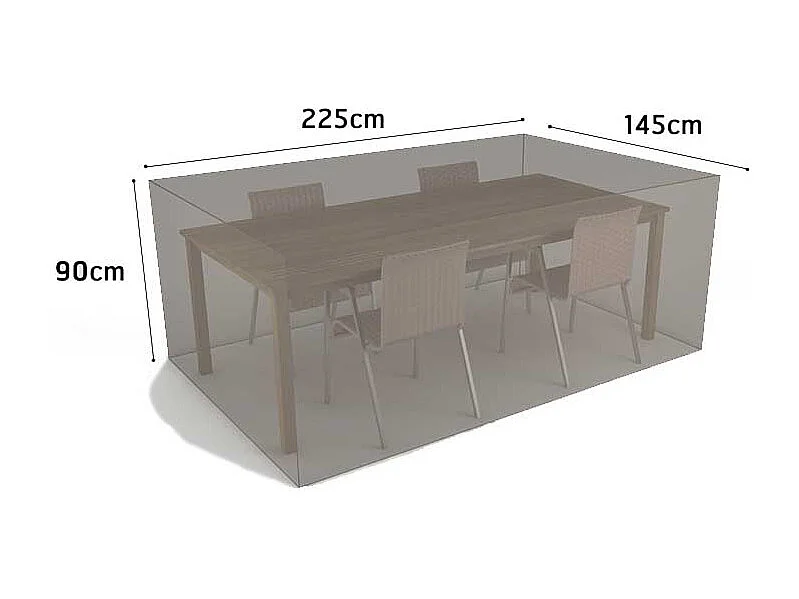 Housse de protection pour table rectangulaire + 4 chaises COVERTOP - Taupe - 225 x 145 x 90 cm