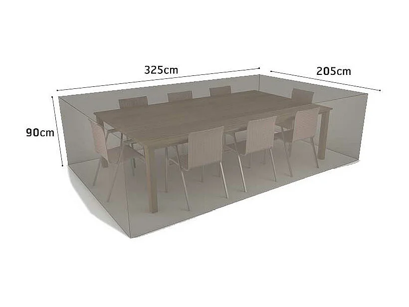 Housse de protection pour table rectangulaire + 8 chaises COVERTOP - Taupe - 325 x 205 x 90 cm