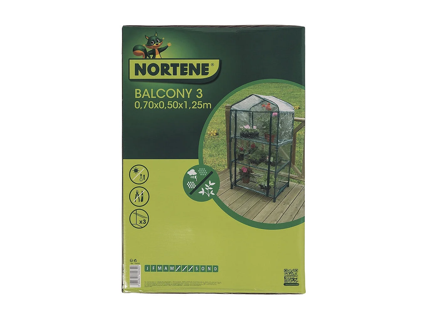 Invernadero de balcon balcony 3 1.25x0.7x0.5 m verde nortene 1.25X0.7X0.5 M
