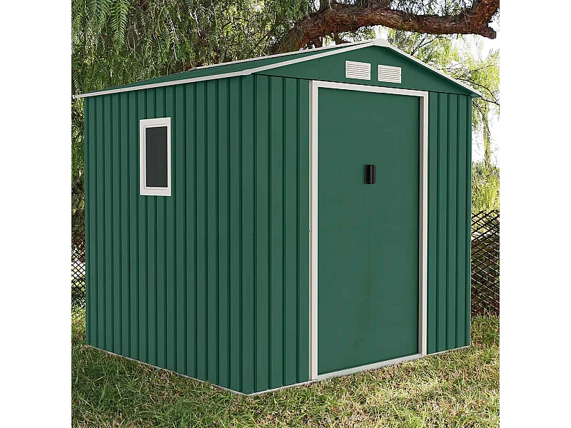 CASETA METALICA MENORCA VERDE HIGH DOOR 2.13X2.05X1.91 M NORTENE