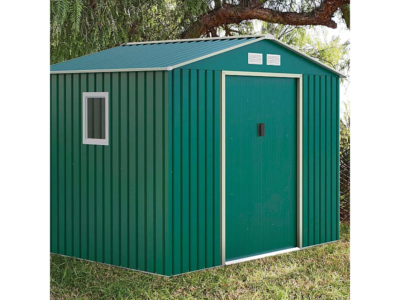 CASETA METALICA MALLORCA VERDE HIGH DOOR 2.78X2.11X1.94 M