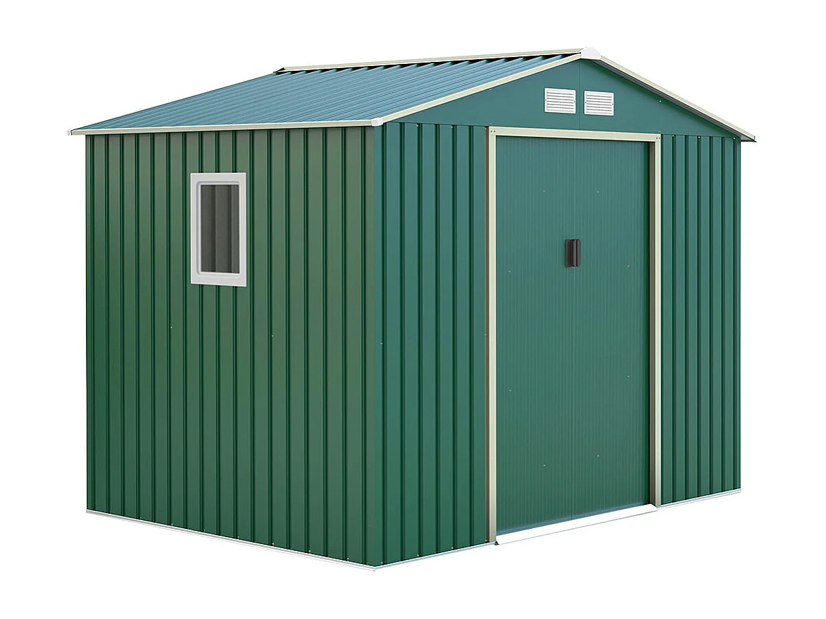 Caseta metalica mallorca verde high door 2.78x2.11x1.94 m 2 X 5M