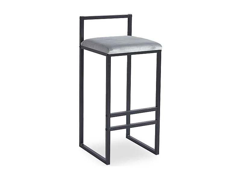 Tabouret de bar en métal Drakkar Noir et Velours Gris