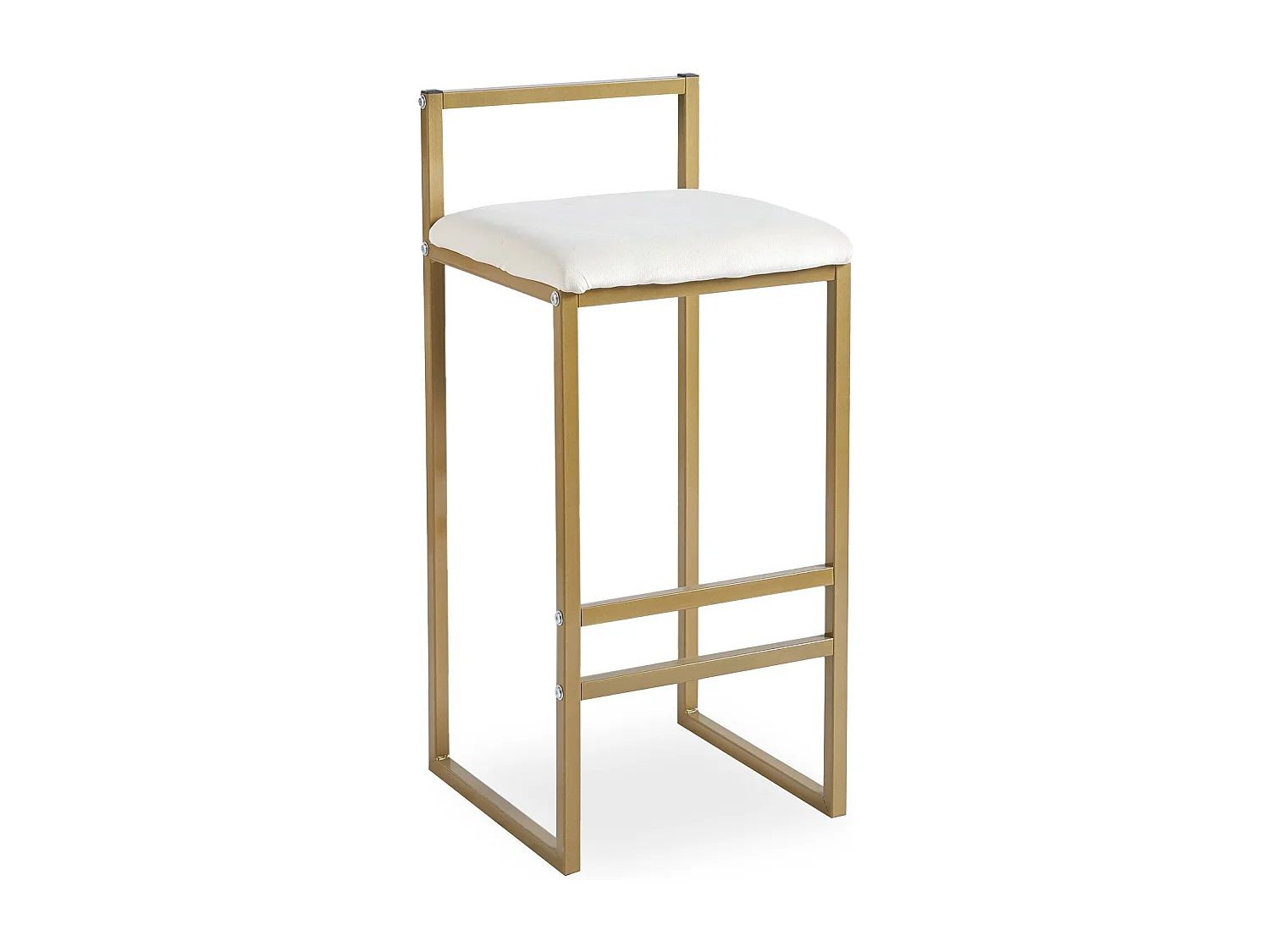 Tabouret de bar en métal Drakkar Or et Velours Crème