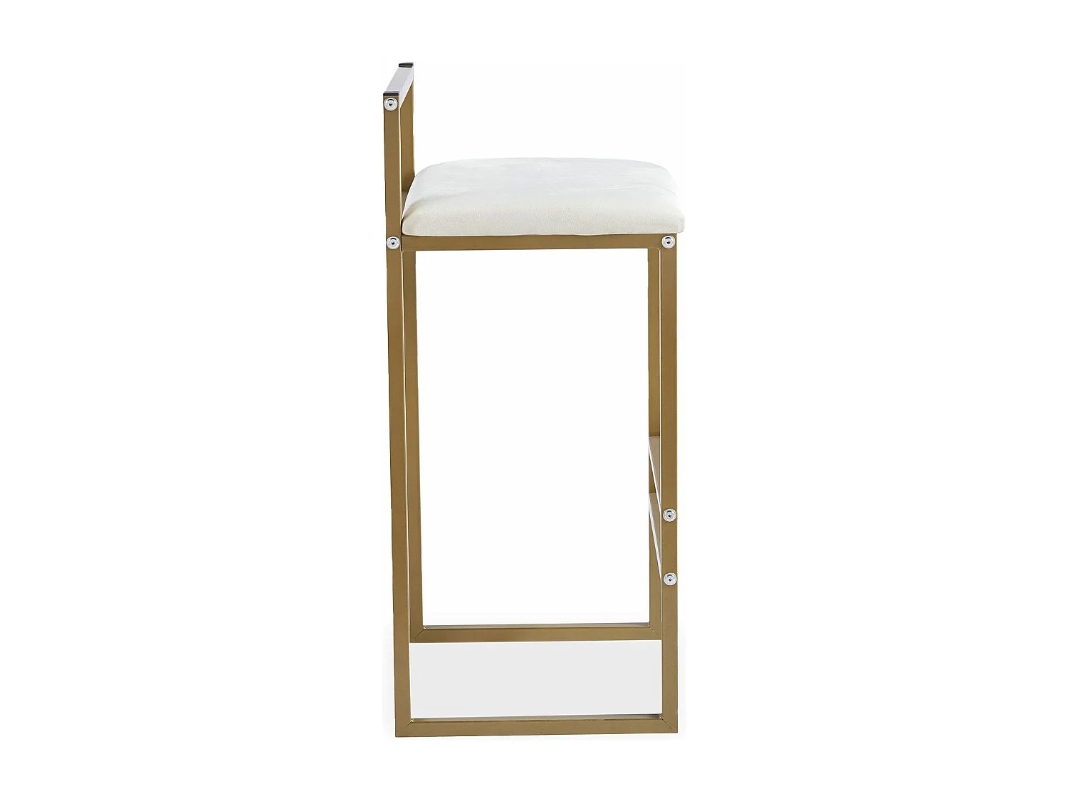 Tabouret de bar en métal Drakkar Or et Velours Crème