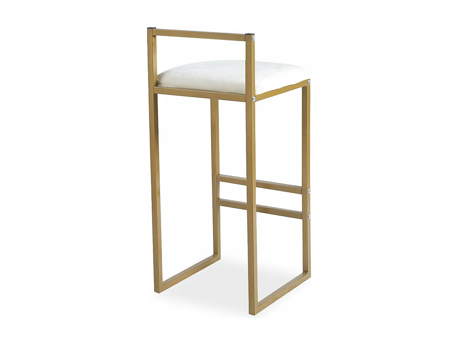 Tabouret de bar en métal Drakkar Or et Velours Crème