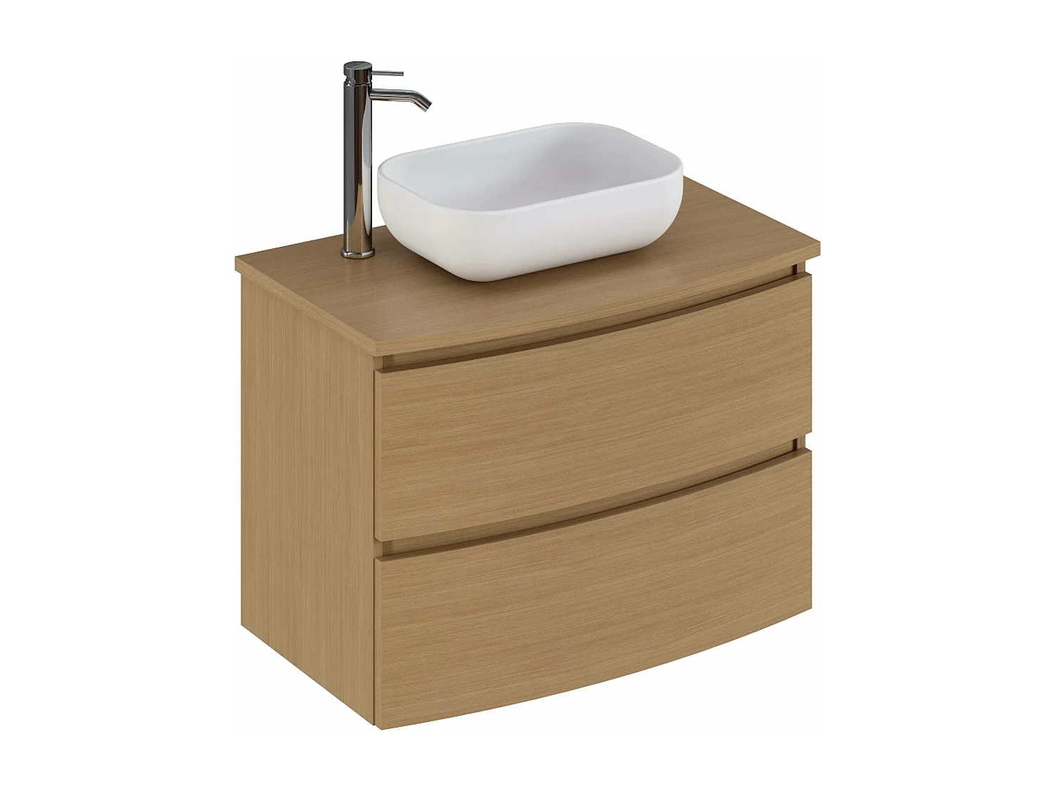 Meuble de salle de bain KIVE 2 tiroirs 80 cm chêne T-BATH Inclus lavabo