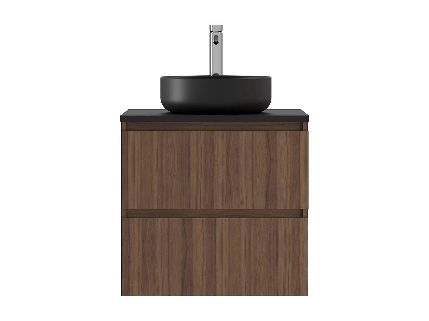 Meuble de salle de bain ORON 2 tiroirs 60 cm noyer T-BATH Inclus lavabo