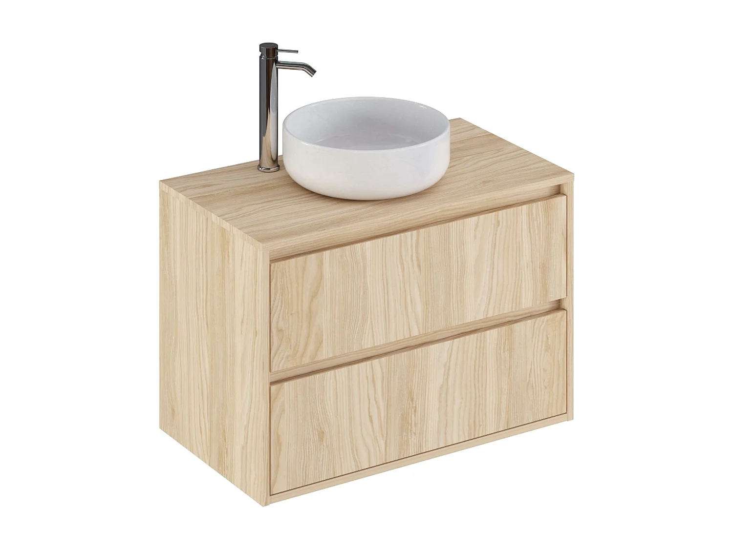 Meuble de salle de bain DINEY 2 tiroirs 80 cm orme T-BATH Inclus lavabo