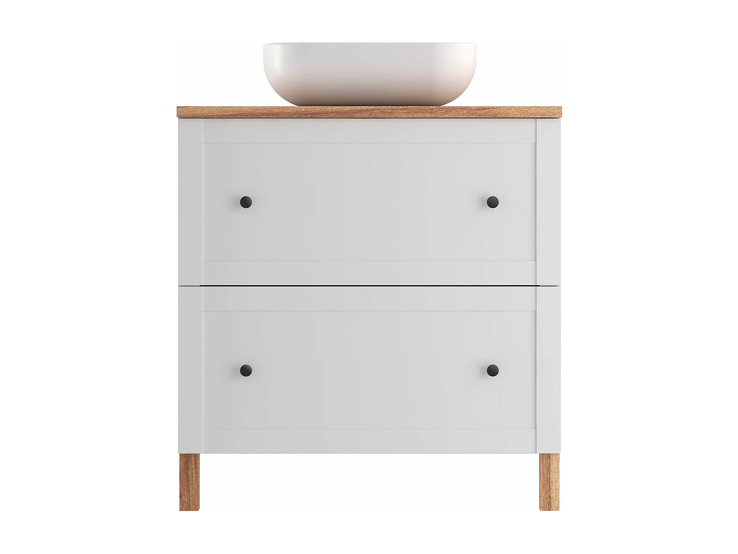 Meuble de salle de bain SAVAN 2 tiroirs 80 cm blanc T-BATH Inclus lavabo