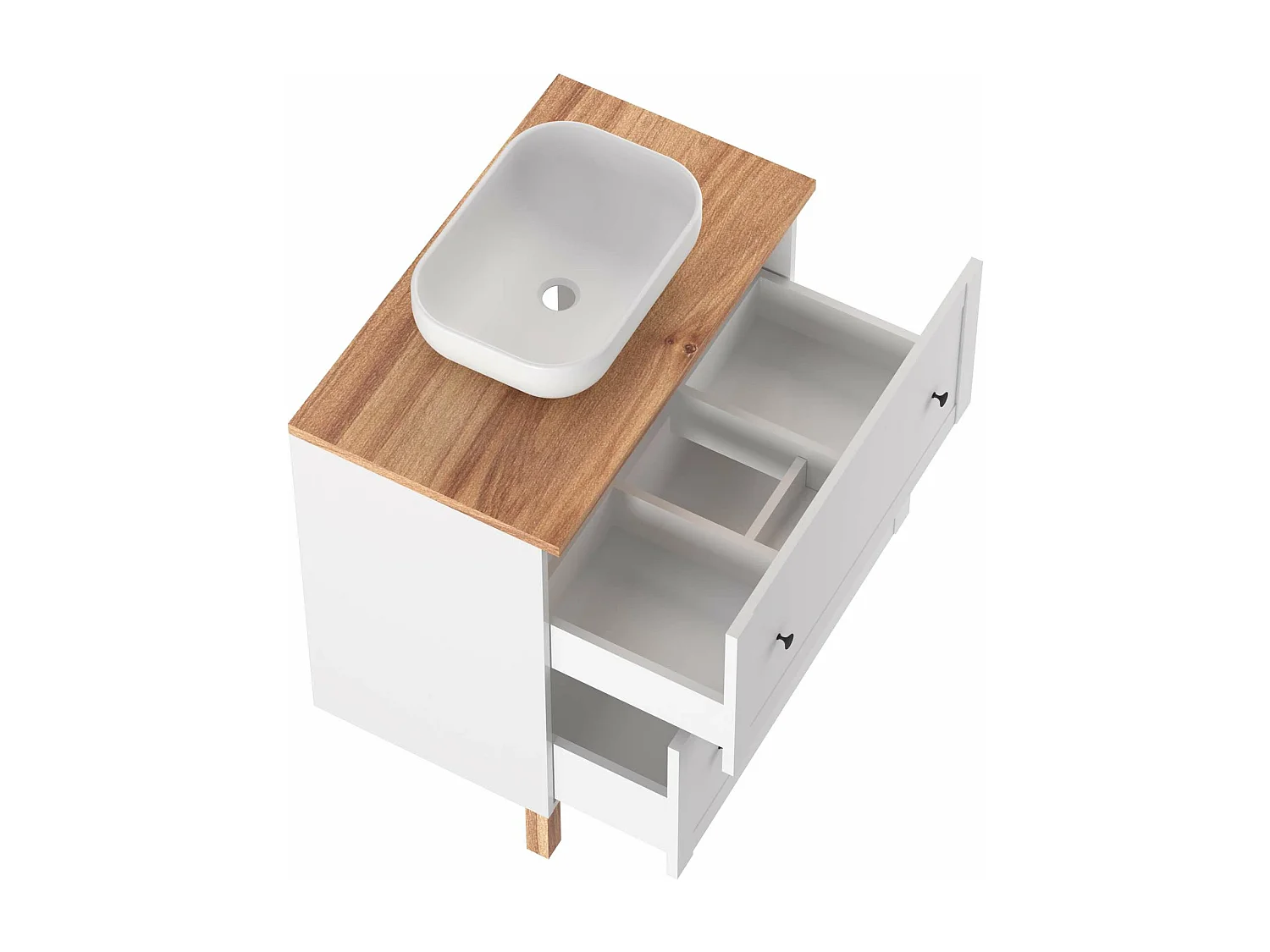 Meuble de salle de bain SAVAN 2 tiroirs 80 cm blanc T-BATH Inclus lavabo