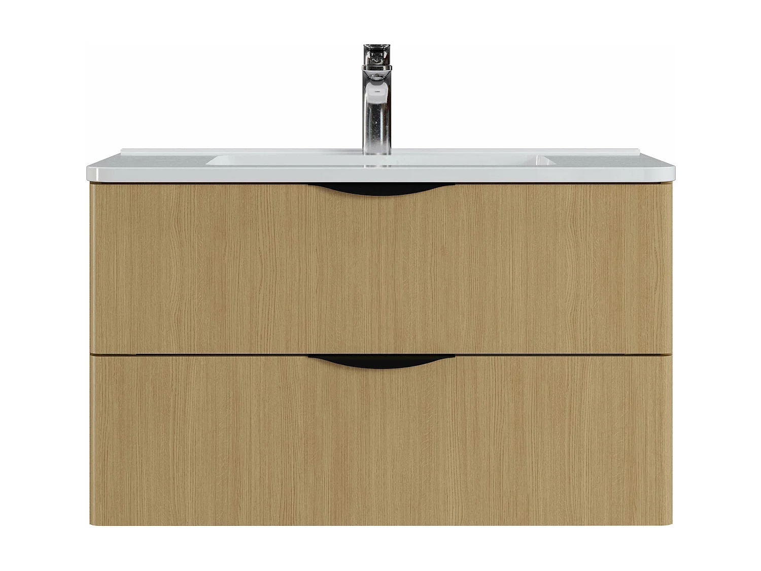 Meuble de salle de bain DOVRE 2 tiroirs 80 cm chêne T-BATH Inclus lavabo