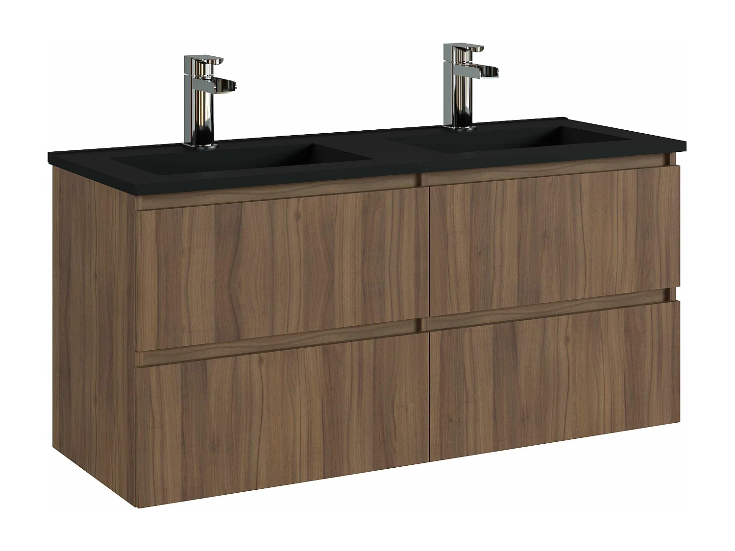 Meuble de salle de bain ORON 4 tiroirs 120 cm noyer T-BATH Inclus lavabo