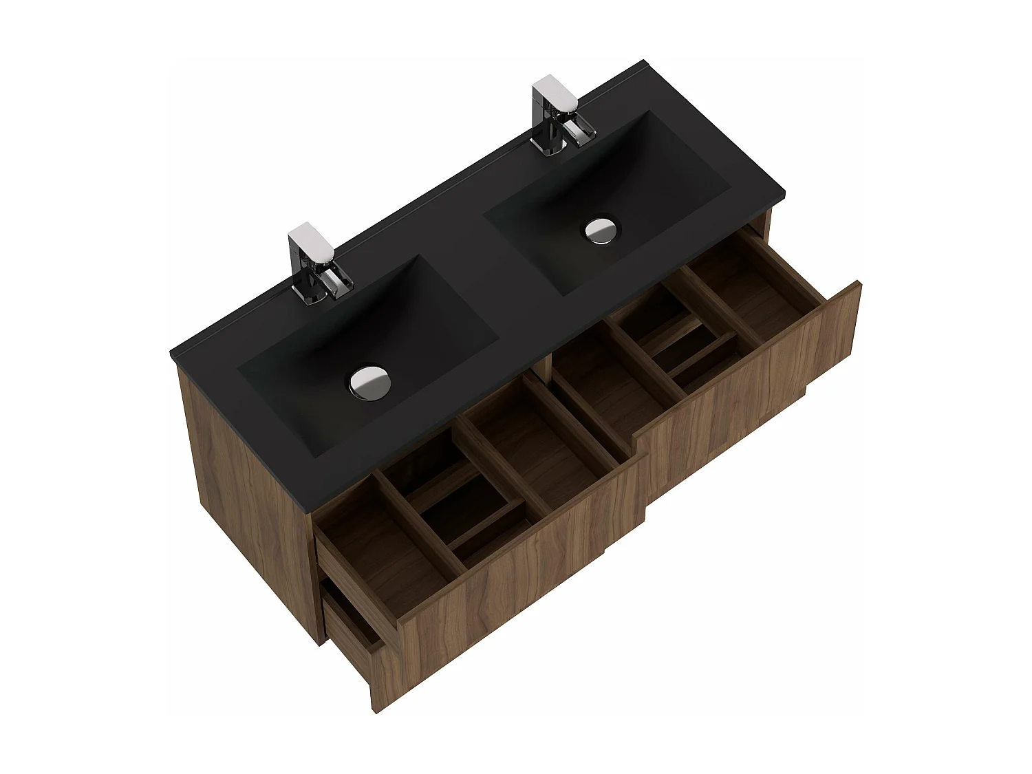 Meuble de salle de bain ORON 4 tiroirs 120 cm noyer T-BATH Inclus lavabo