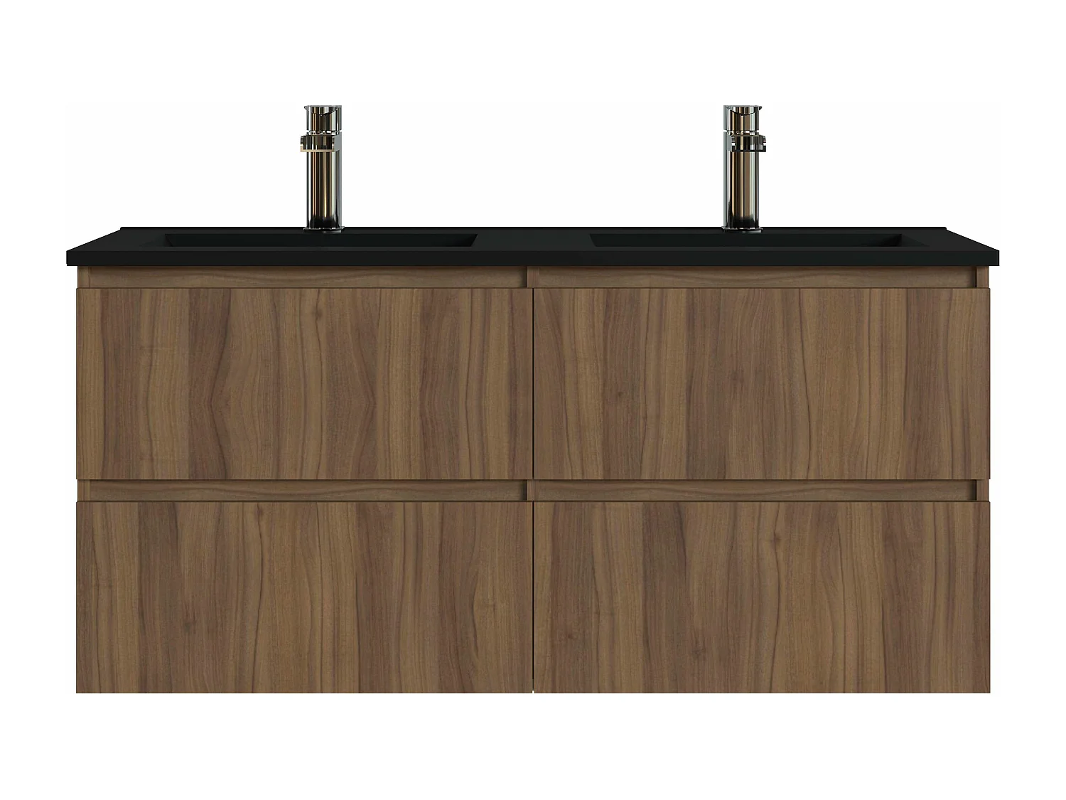 Meuble de salle de bain ORON 4 tiroirs 120 cm noyer T-BATH Inclus lavabo