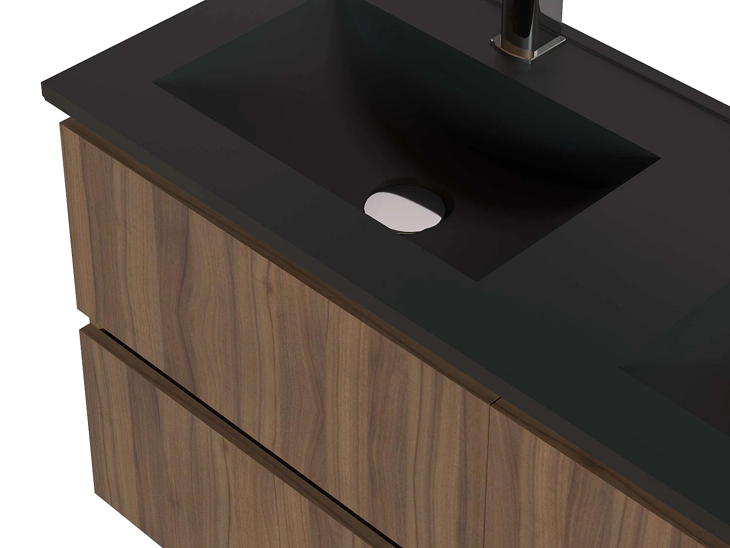 Meuble de salle de bain ORON 4 tiroirs 120 cm noyer T-BATH Inclus lavabo