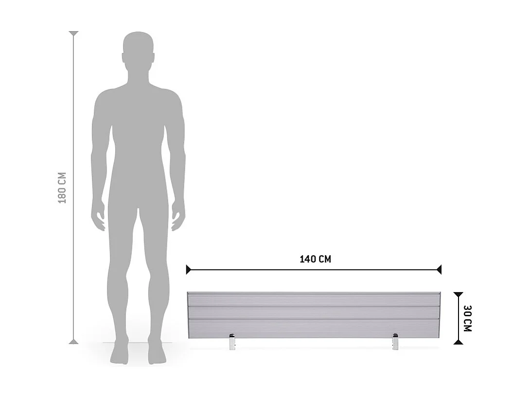Séparateur de Bureau "Hide" 160cm Argent