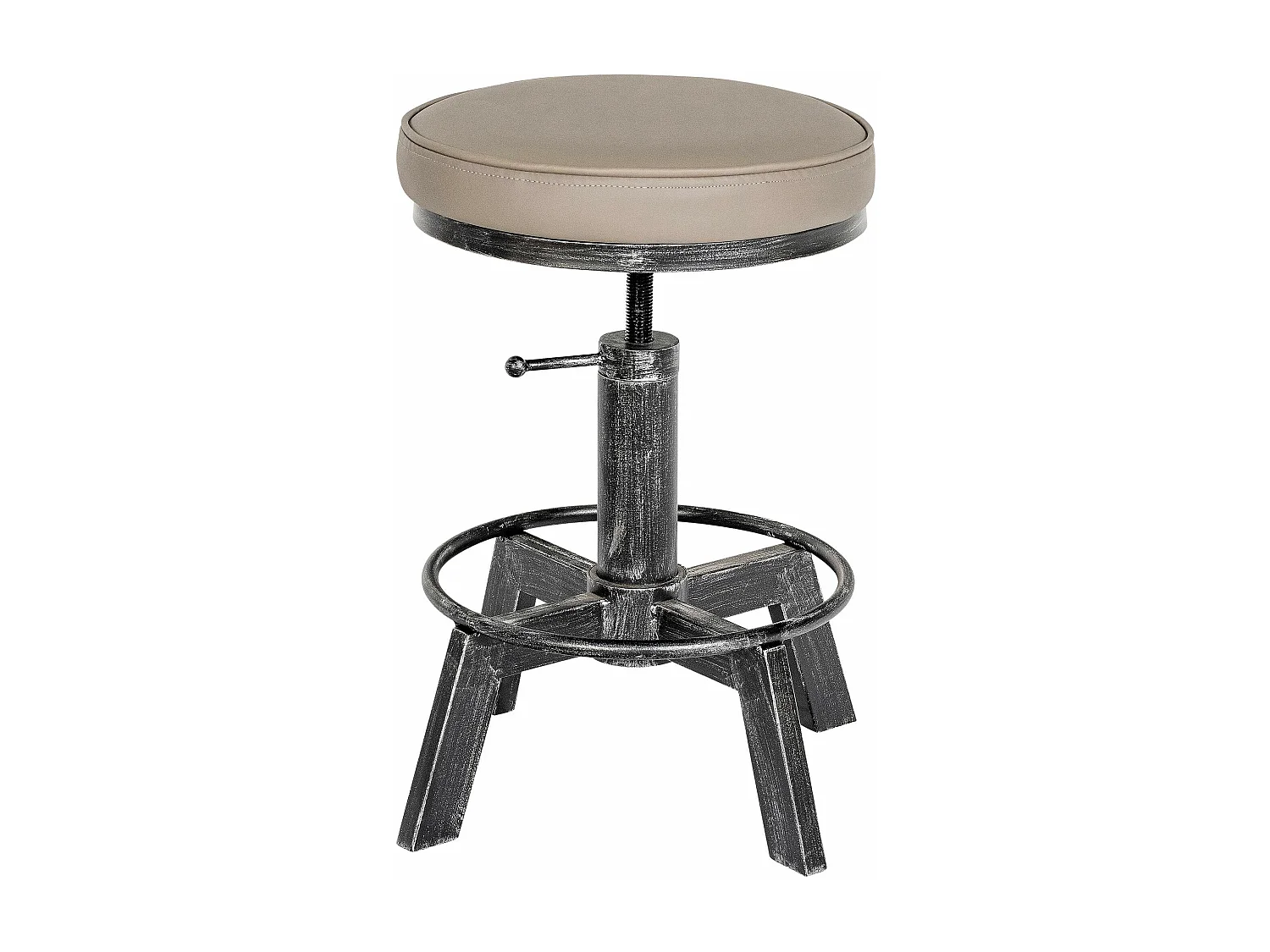 Lot de 2  Tabouret - Similicuir - Argent antique - Destin