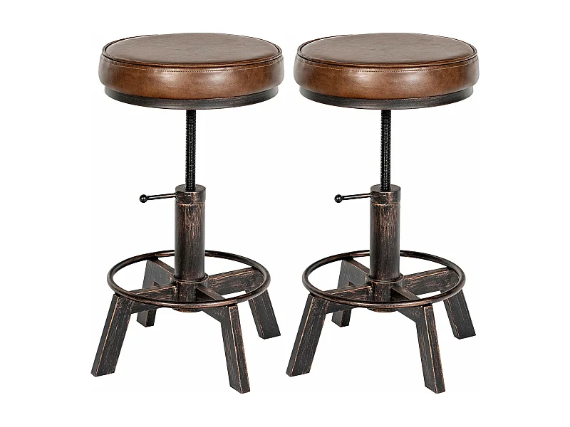 Lot de 2  Tabouret - Similicuir - Bronze - Destin
