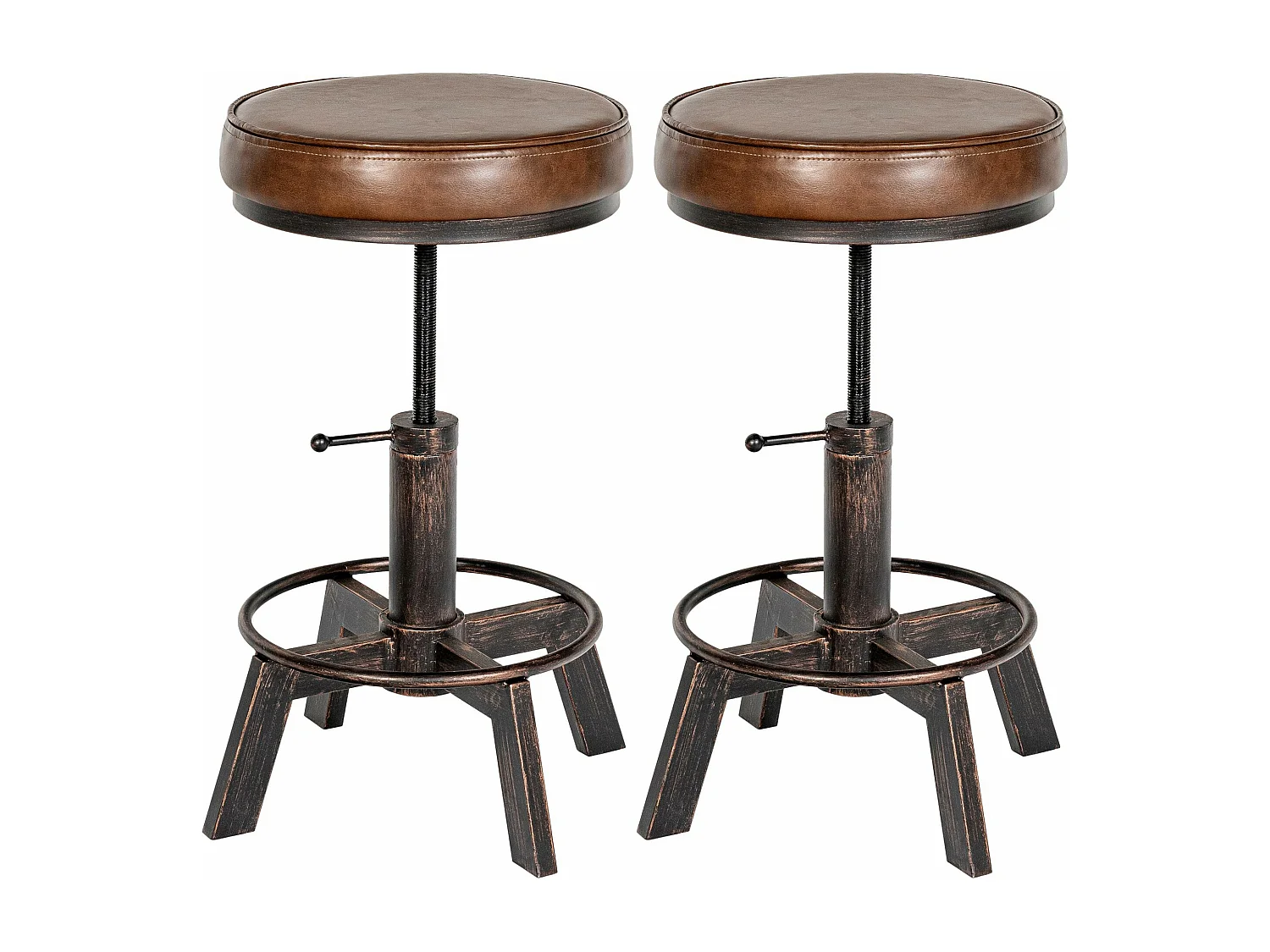 Lot de 2  Tabouret - Similicuir - Bronze - Destin
