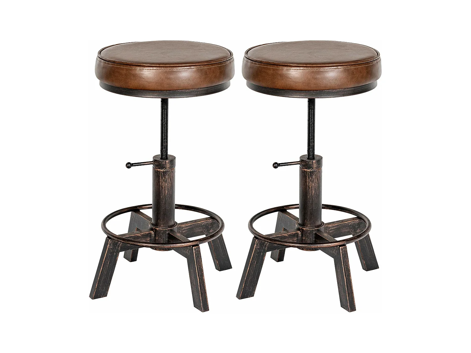 Lot de 2  Tabouret - Similicuir - Bronze - Destin
