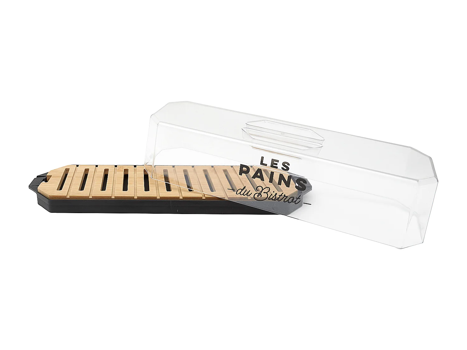 Boite A Pain Couvercle Transparent Bistrot Transparent, Noir, Marron