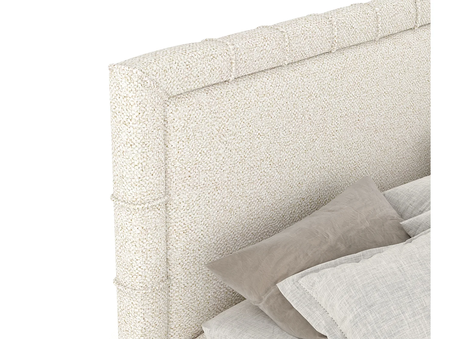 Boxspringbett aus Boucle-Stoff Sundown - Matratze - Toppermatratze - 180x200 cm - creme