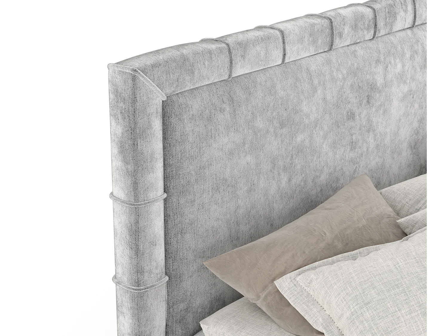 Boxspringbett aus Chenille-Stoff Sundown - Matratze - Toppermatratze - 160x200 cm - hellgrau