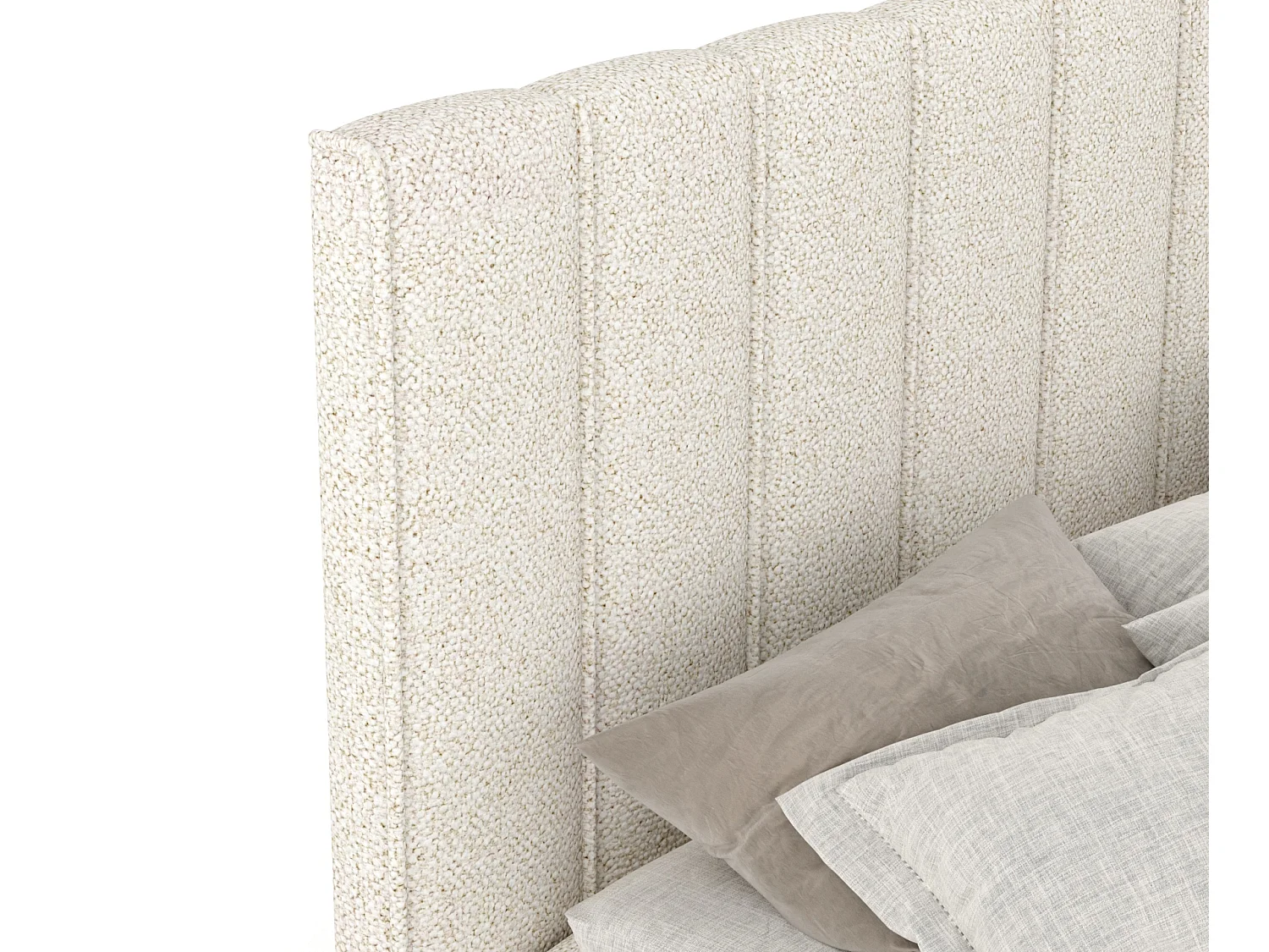 Lit boxspring en tissu bouclette Moretti - matelas - surmatelas - 200x200 cm - cream