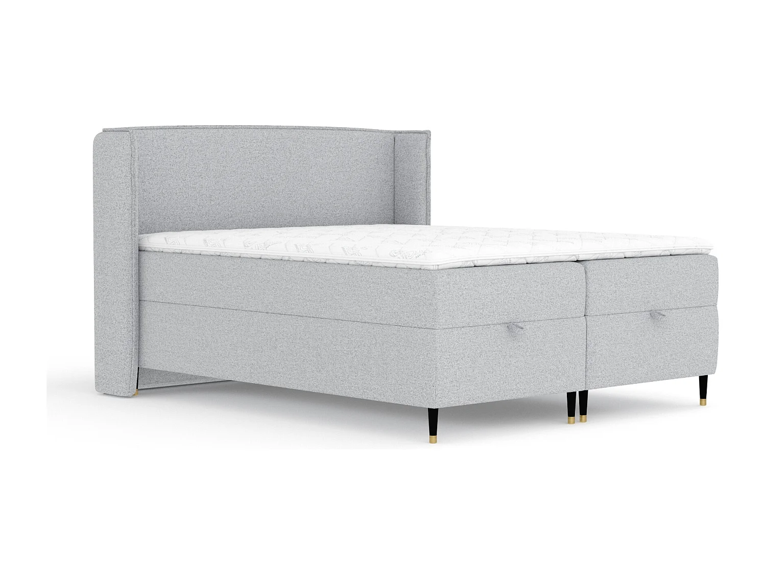 Boxspringbett aus Webstoff Monpelli - Matratze - Toppermatratze - 140x200 cm - hellgrau