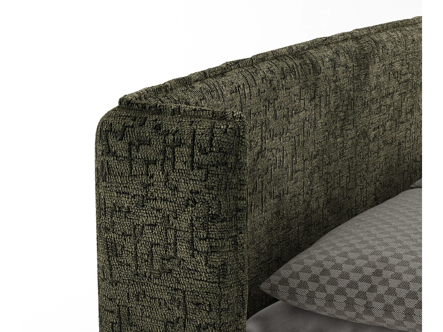 Boxspringbett aus Chenille-Stoff Passion - Matratze - Toppermatratze - 180x200 cm - olivenfarbe