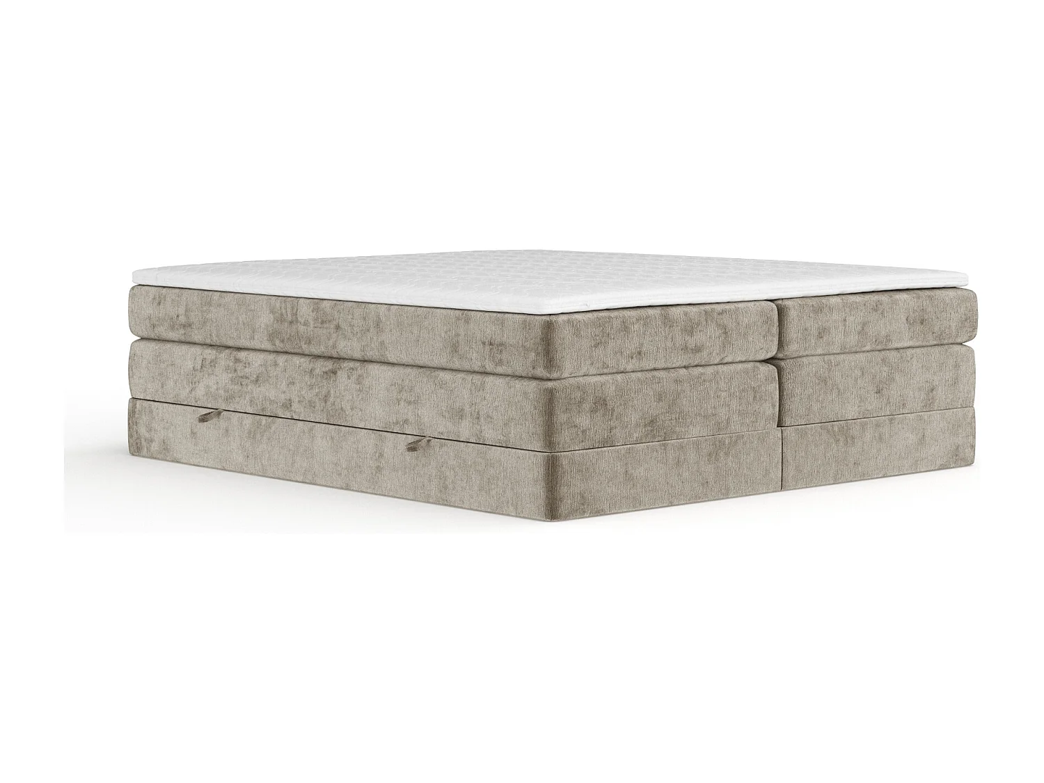 Boxspringbett aus Chenille-Stoff Juniper - Matratze - Toppermatratze - 160x200 cm - beige