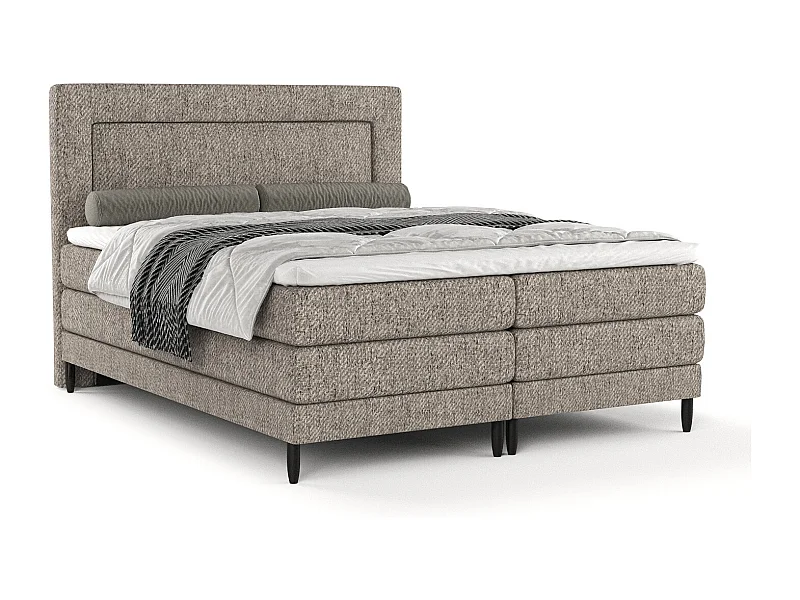 Boxspringbett aus Webstoff Madame - Matratze - Toppermatratze - 140x200 cm - hellbraun