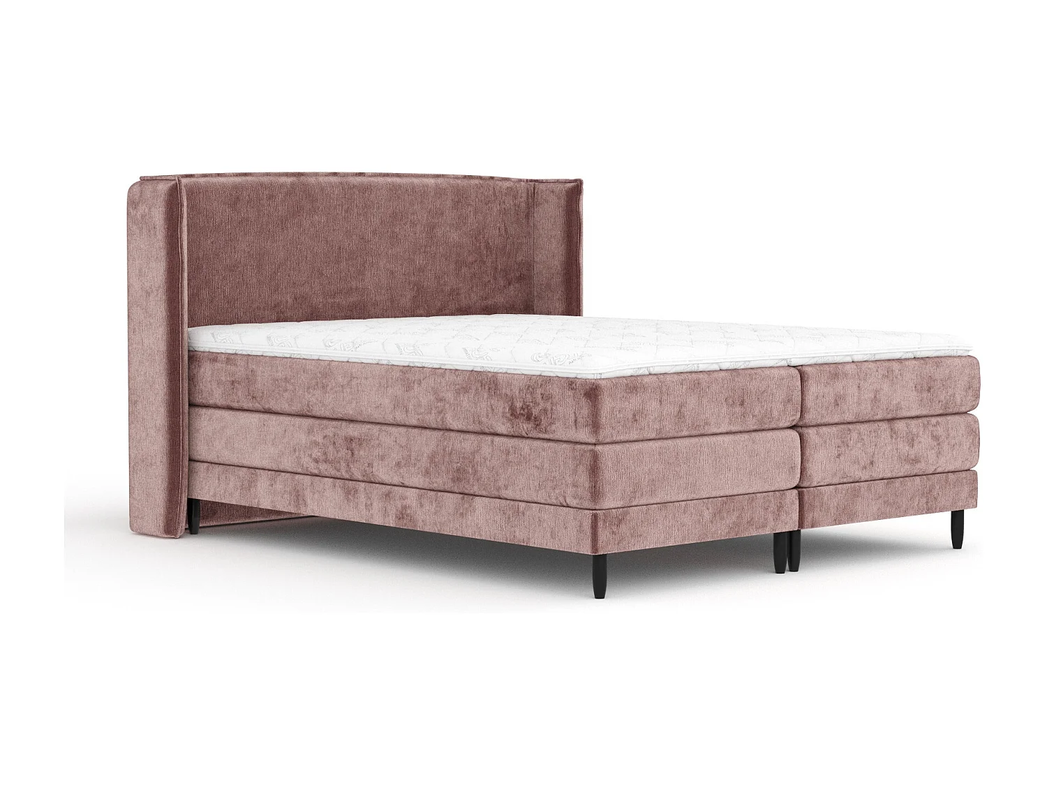 Boxspringbett aus Chenille-Stoff Carizzo - Matratze - Toppermatratze - 160x200 cm - rosa