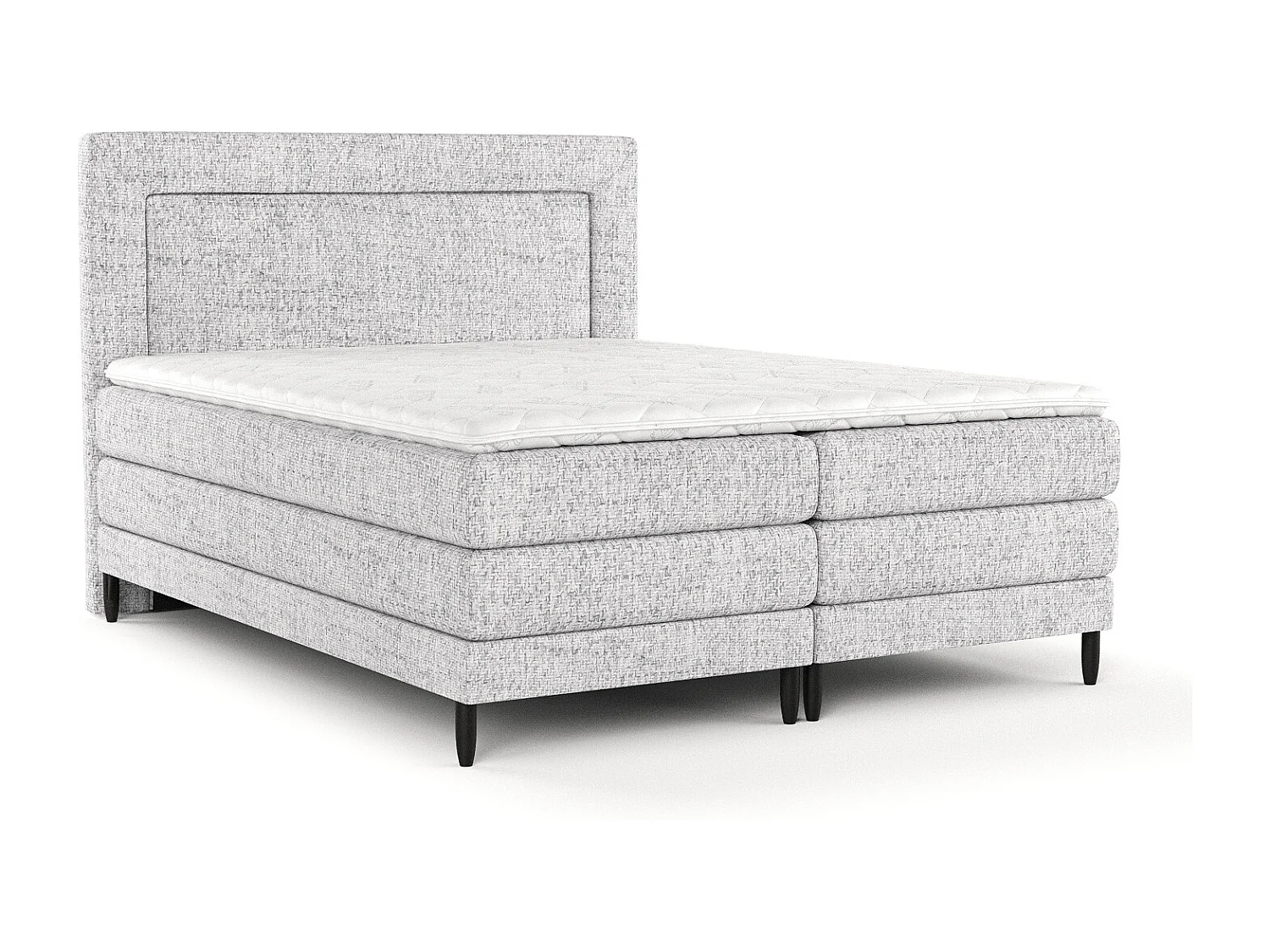 Boxspringbett aus Webstoff Madame - Matratze - Toppermatratze - 180x200 cm - hellgrau