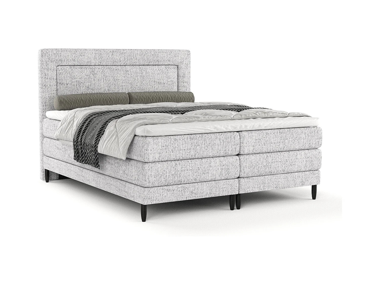 Lit boxspring en toile tissée Madame - matelas - surmatelas - 180x200 cm - gris clair