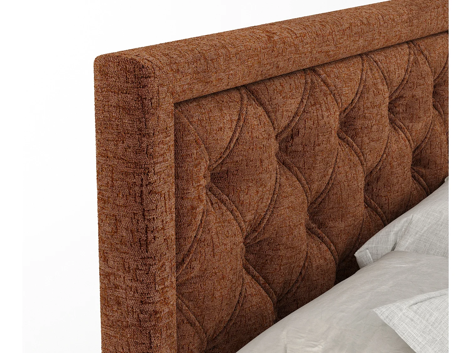 Boxspringbett aus Chenille-Stoff Aurelia - Matratze - Toppermatratze - 200x200 cm - kupferfarbe